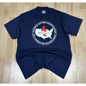 Vintage 90s Weather Service Graphic T-Shirt / Navy / Size Large